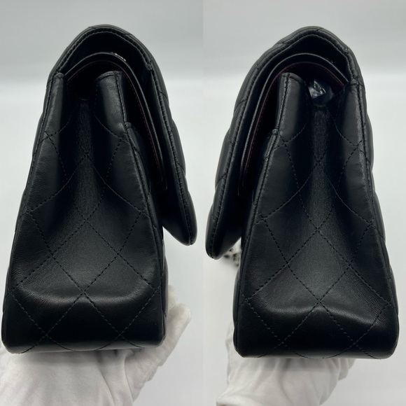 Authentic Chanel classic Black quilted lambskin Jumbo in SHW - Picture 12 of 17